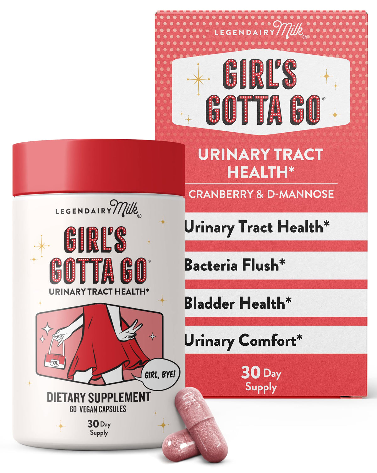 Legendairy Milk Girl’s Gotta Go bottle front view showing packaging and label