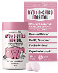 Legendairy Milk Myo-Inositol and D-Chiro Inositol chewable tablets close-up highlighting daily hormone balance support