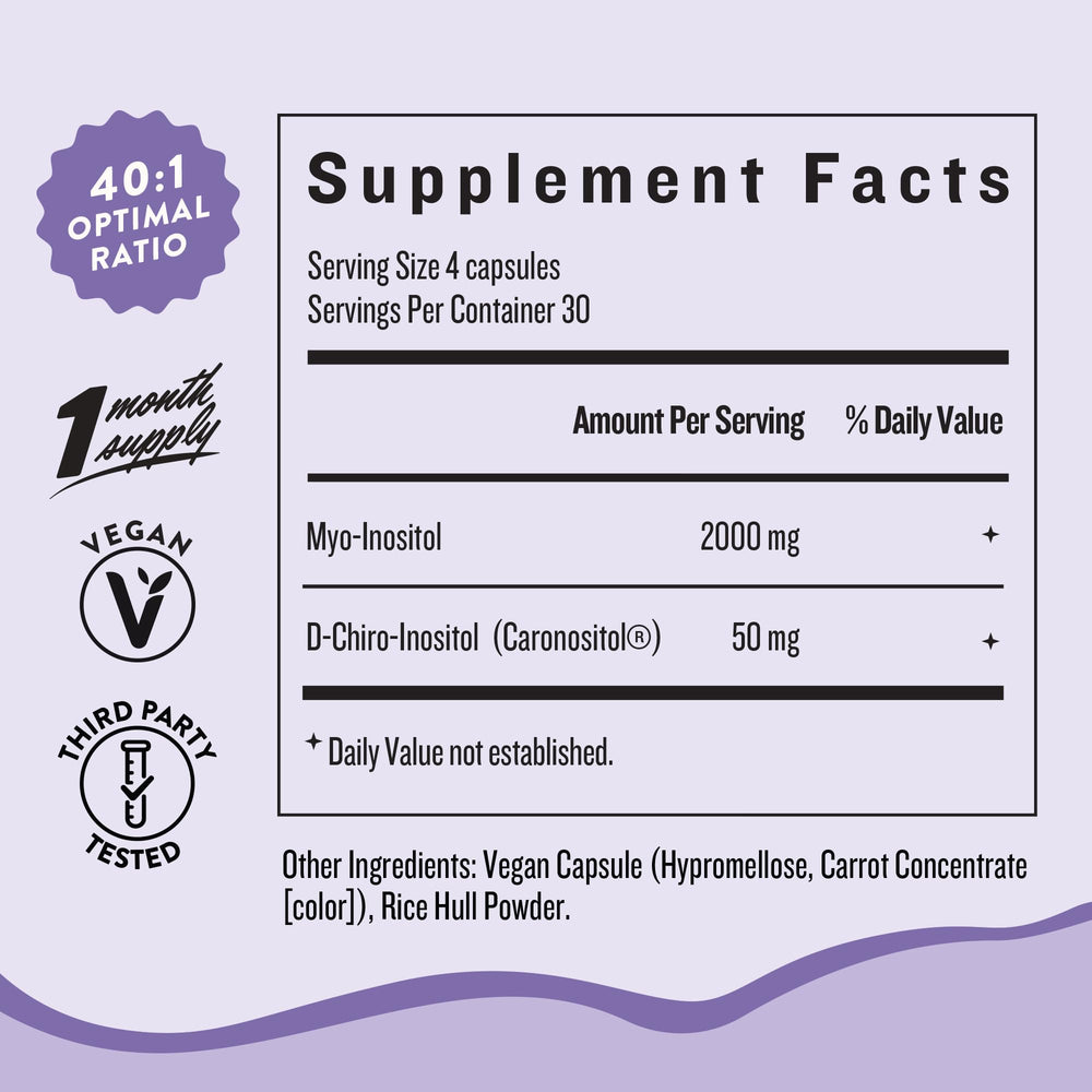 Legendairy Milk Pure Inositol capsules close-up highlighting vegan formula.