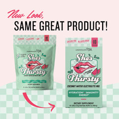Legendairy Milk She's Thirsty ingredients photo focuses on coconut water and minerals.