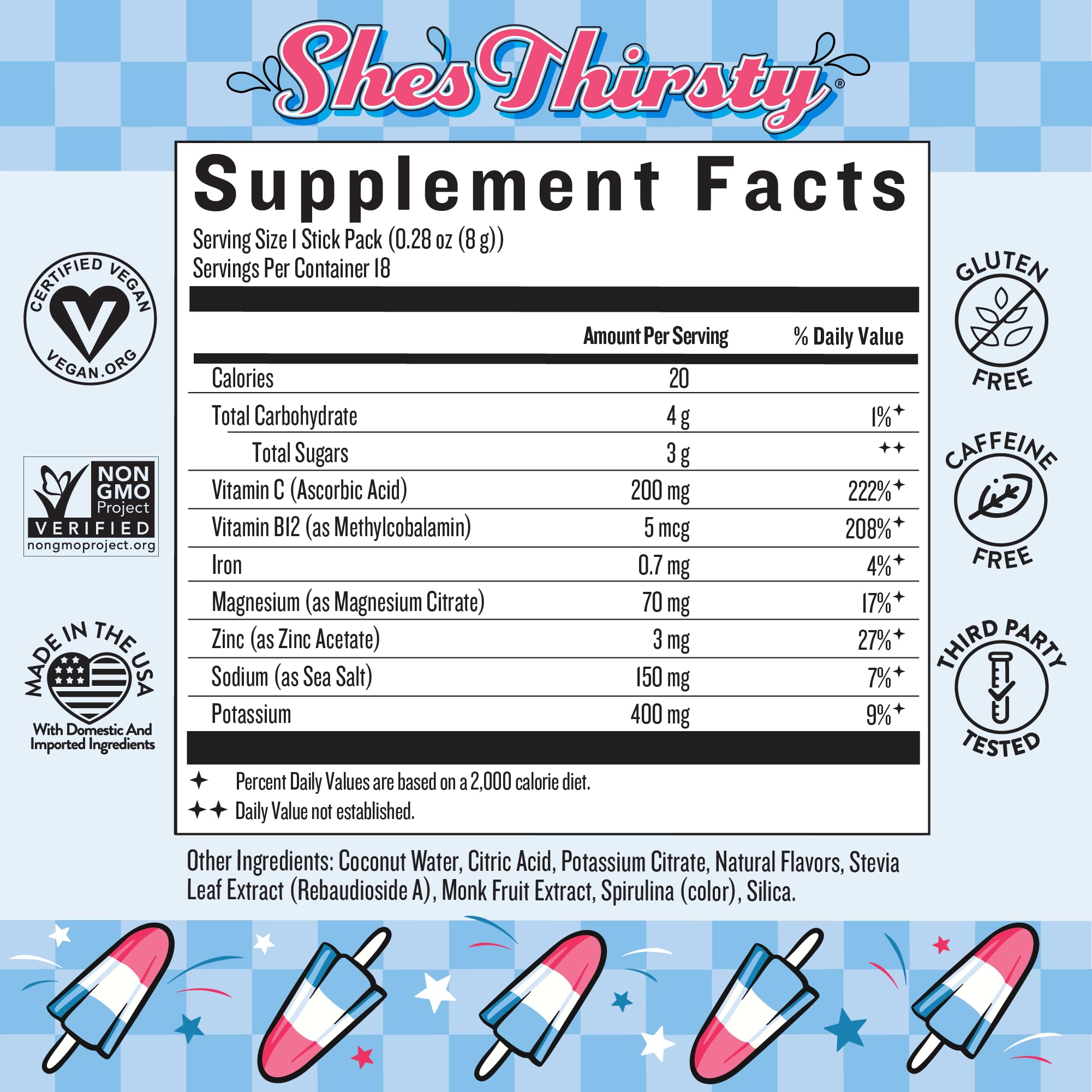 Legendairy Milk She’s Thirsty hydration packet dissolves in water for balanced electrolytes.
