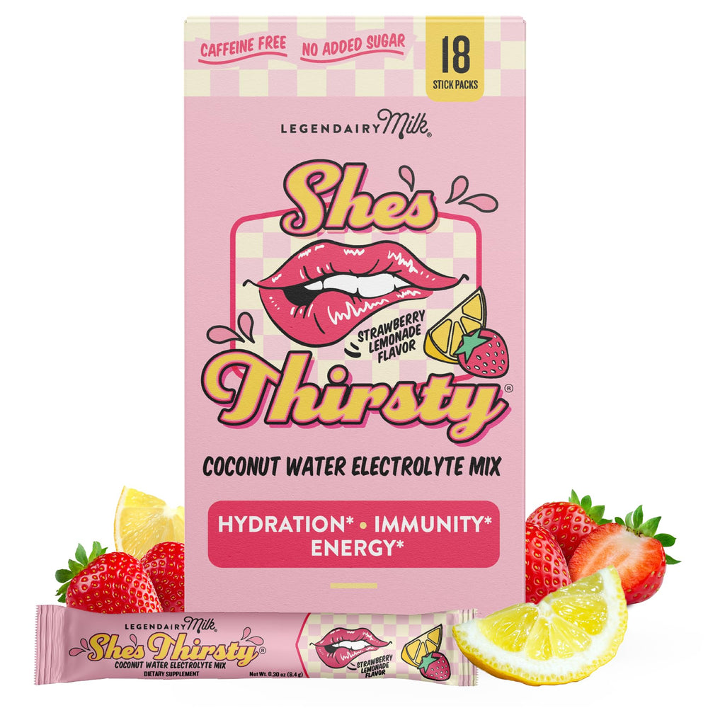 Legendairy Milk She’s Thirsty Strawberry Lemonade hydration pack for daily hydration