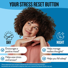 L-Theanine synergy image with capsule serving suggesting calm focus without drowsiness.