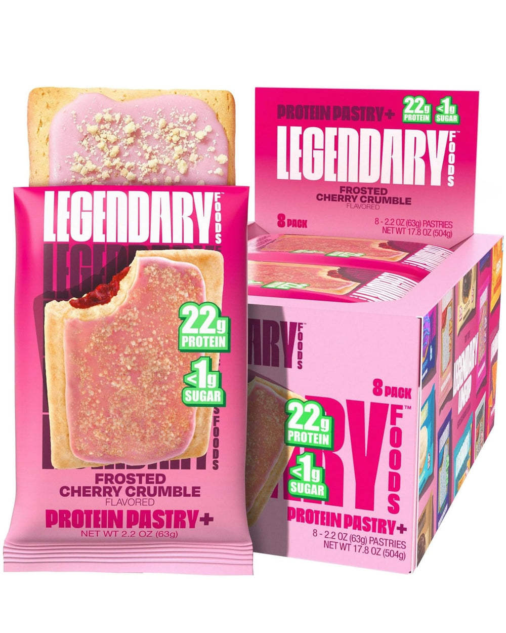 Legendary Foods 22g Protein Pastry Cherry Crumble 8 Pack: high-protein keto snack on the go.