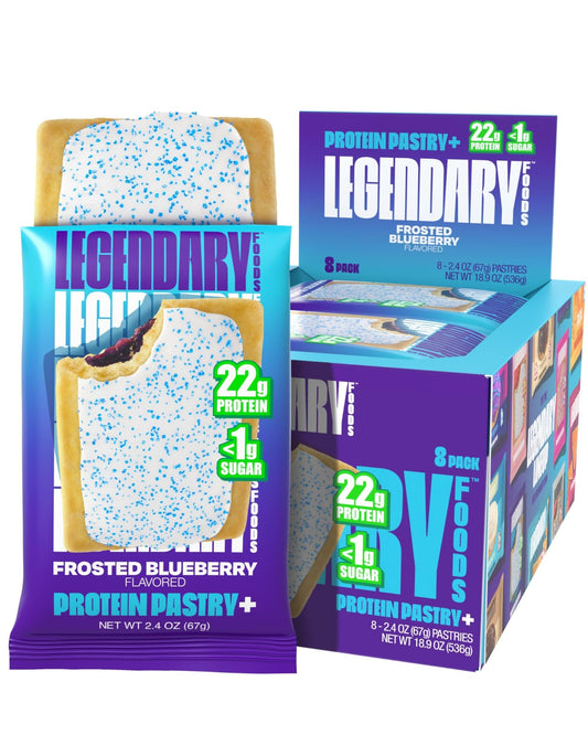 Legendary Foods 22g Protein Pastry Frosted Blueberry Pack, sugar-free keto snack for on-the-go