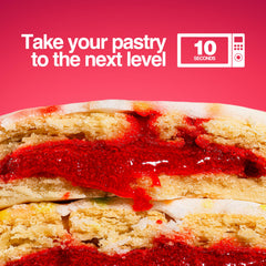 Close-up of Legendary Foods Frosted Strawberry glaze on pastry surface.