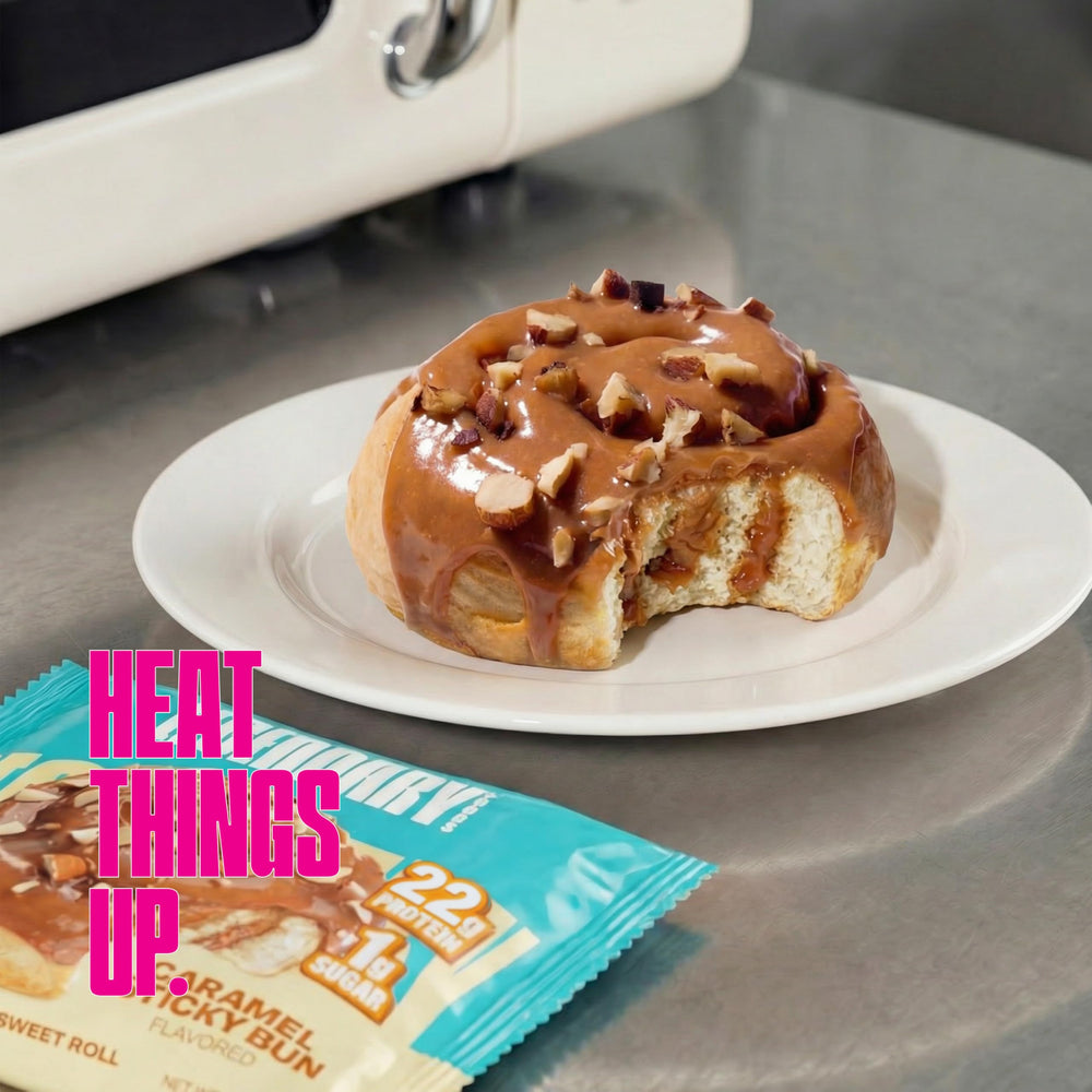 Legendary Foods Cinnamon Roll 22g bar, gluten-free bite for busy days.