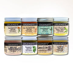 Legend's Creek Herbal Salve Bundle eight-pack front view for daily skin care