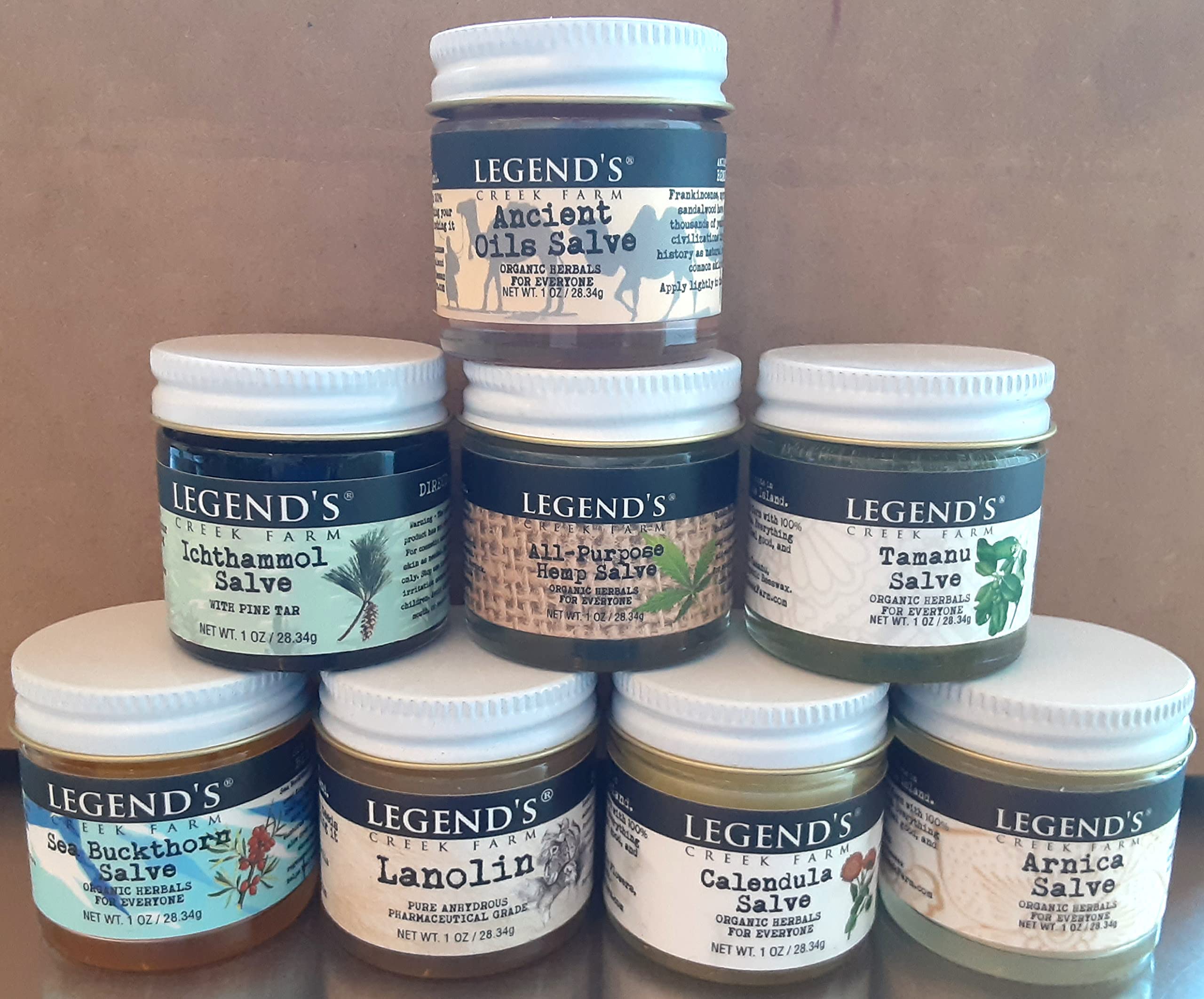 Legend's Creek Ancient Oil salve jar close-up with rich texture