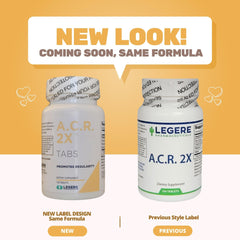 Legere A.C.R 2X tablets close-up reveals a gentle herbal blend for daily support.