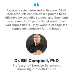 LEGION Biome Probiotic natural ingredients closeup emphasizes transparency.