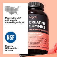 LEGION Creatine Monohydrate Gummies gummy detail highlights chewy texture.