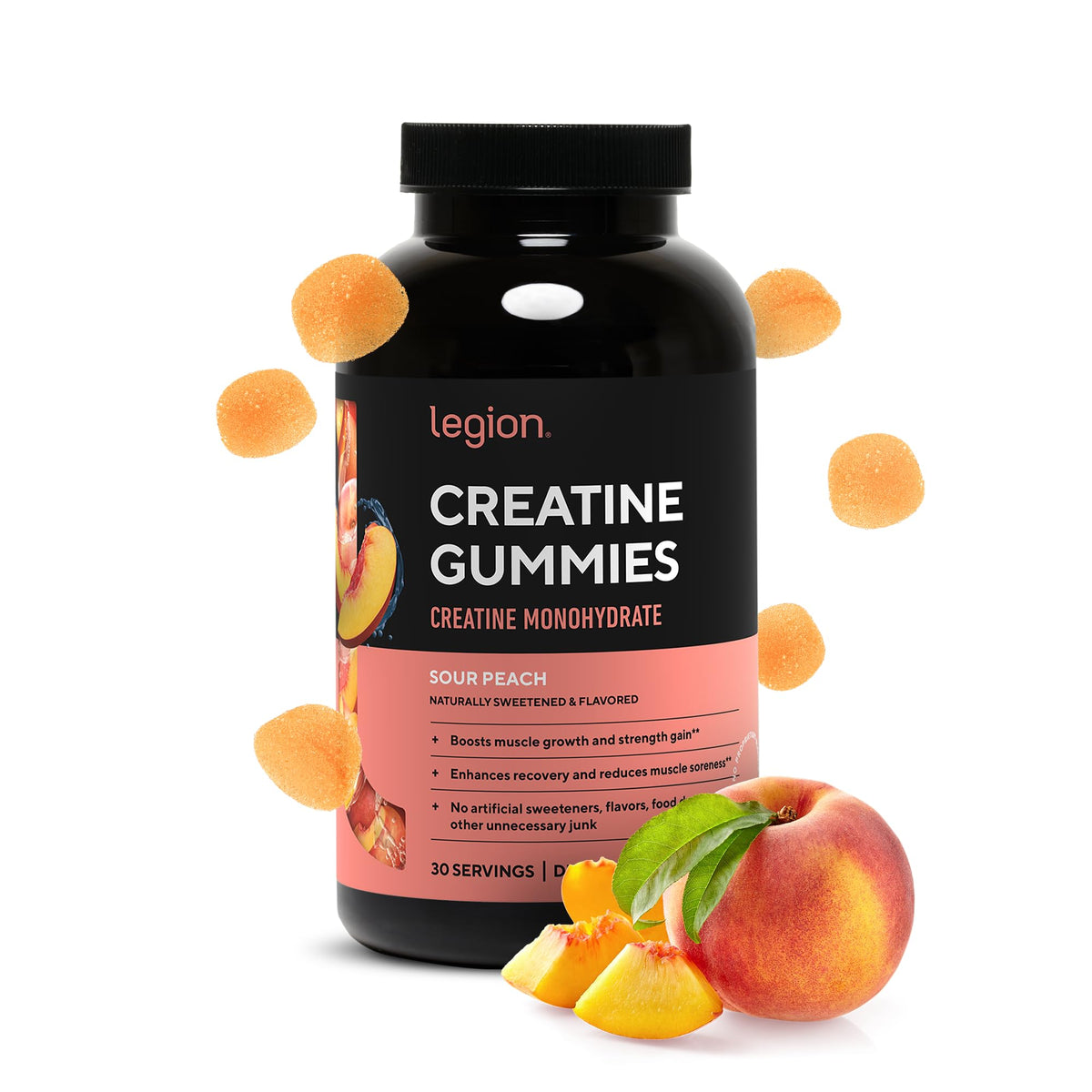 LEGION Creatine Monohydrate Gummies pack front for convenient daily use