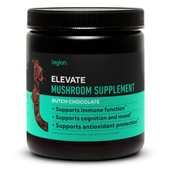 LEGION Elevate packaging featuring premium mushroom powder for focus