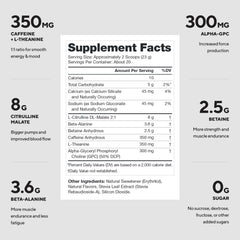 LEGION preworkout scoop close-up showing precise dosage for focused workouts