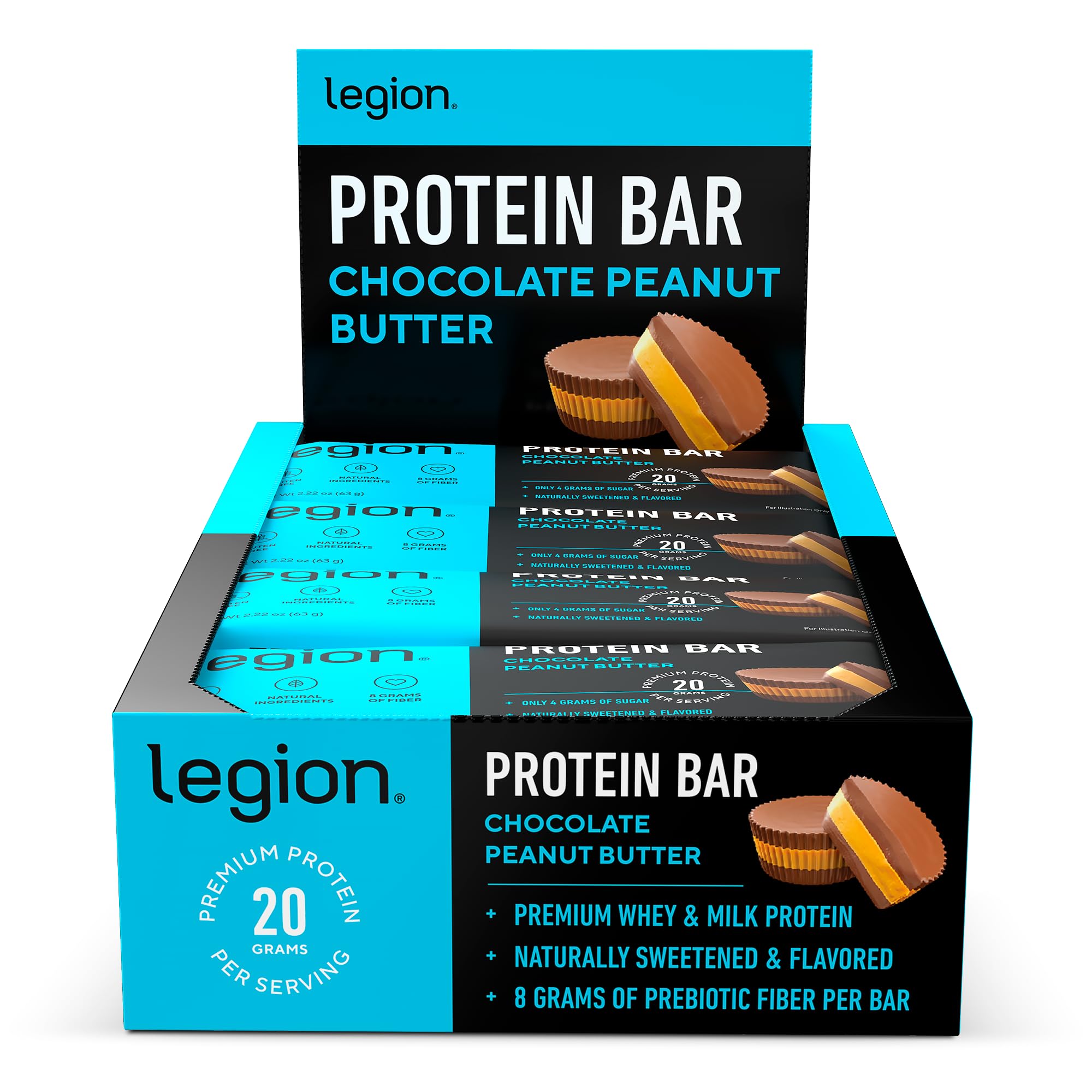 Legion Protein Bar unwrap shows chocolate peanut butter flavor, a convenient on-the-go snack.