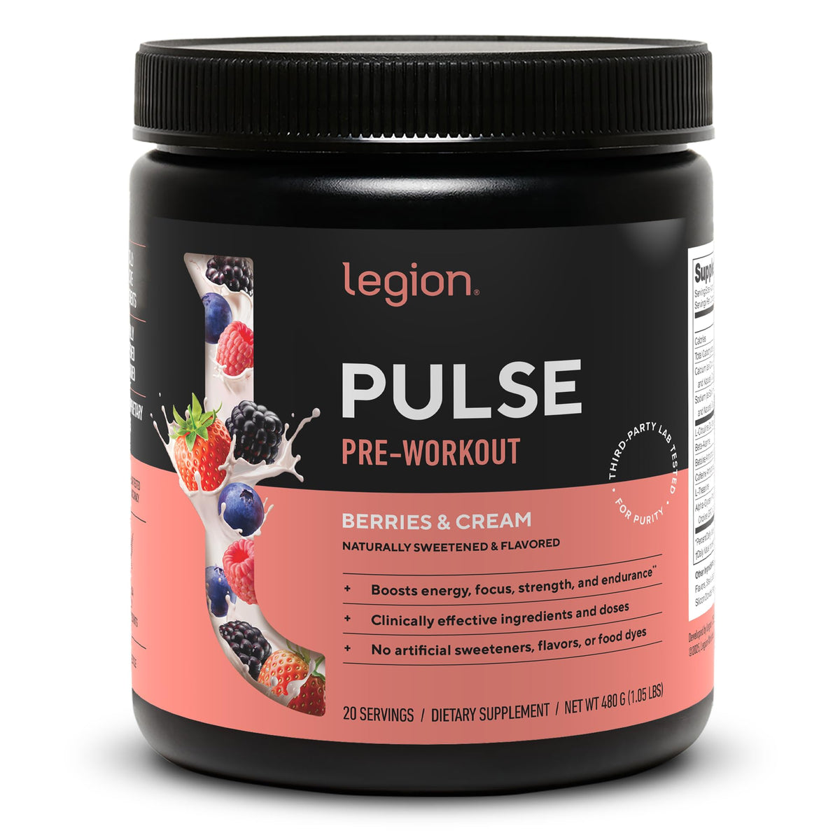 LEGION Pulse berry-cream can boosts clean energy and focus.