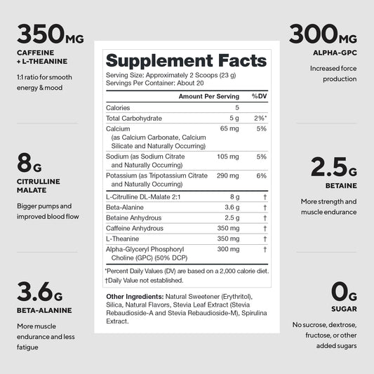 Measuring scoop beside LEGION Pulse pre-workout for precise servings