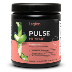 LEGION Pulse preworkout can dispensing powder for quick energy during training