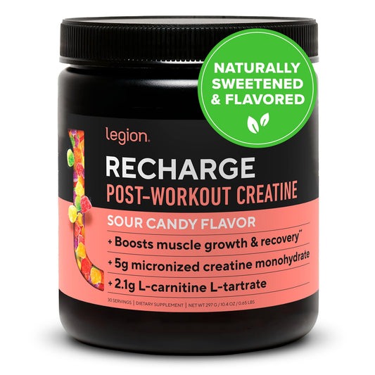 LEGION Recharge bottle with pour shows convenient post-workout hydration support.