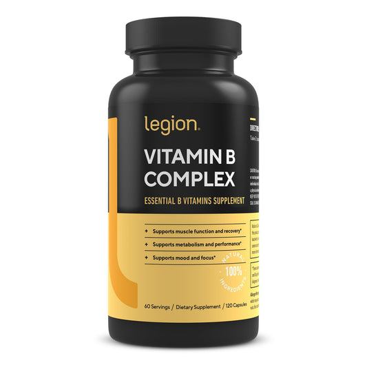 LEGION Vitamin B-Complex bottle showing daily energy support