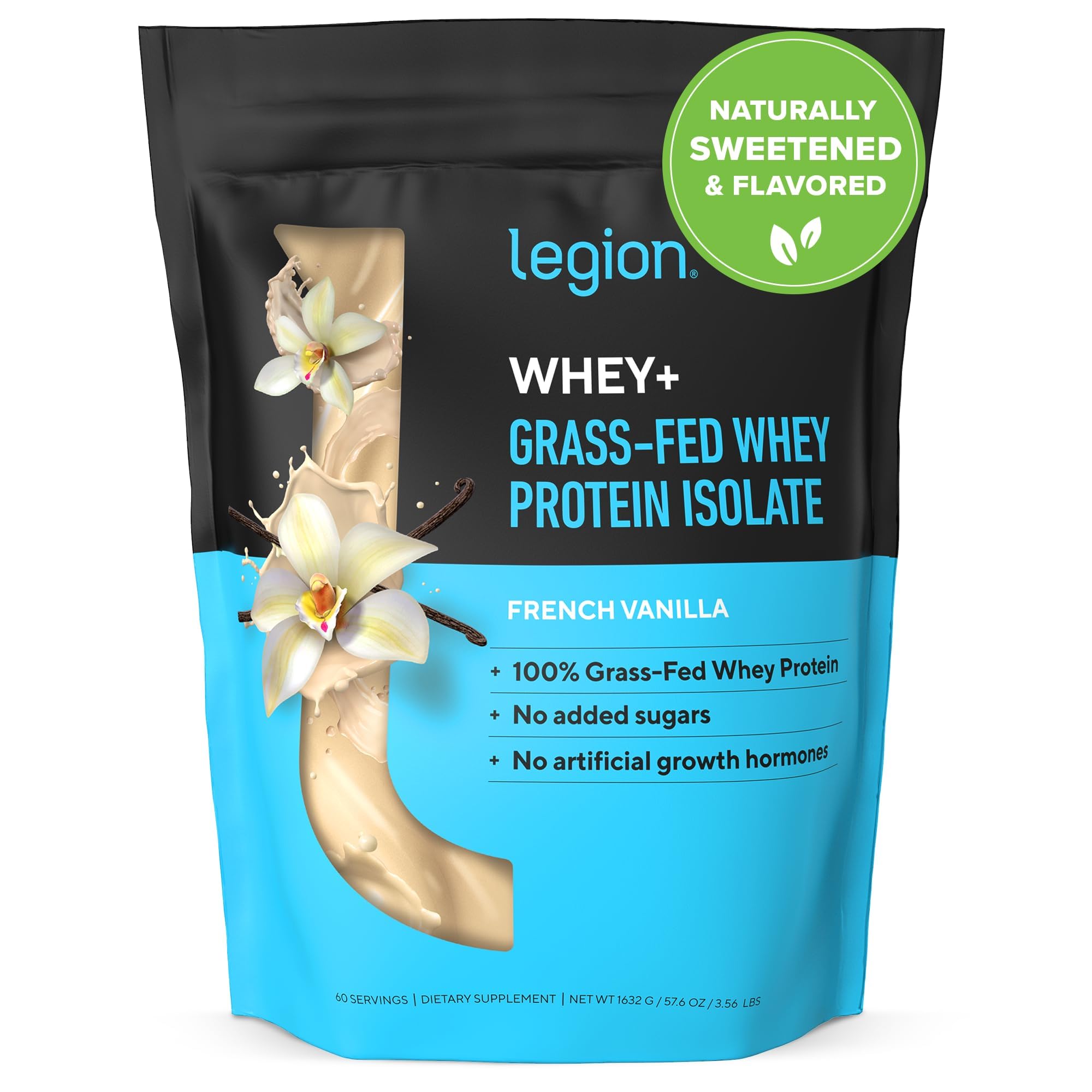 LEGION Whey+ French Vanilla powder shows creamy flavor and easy mixability.