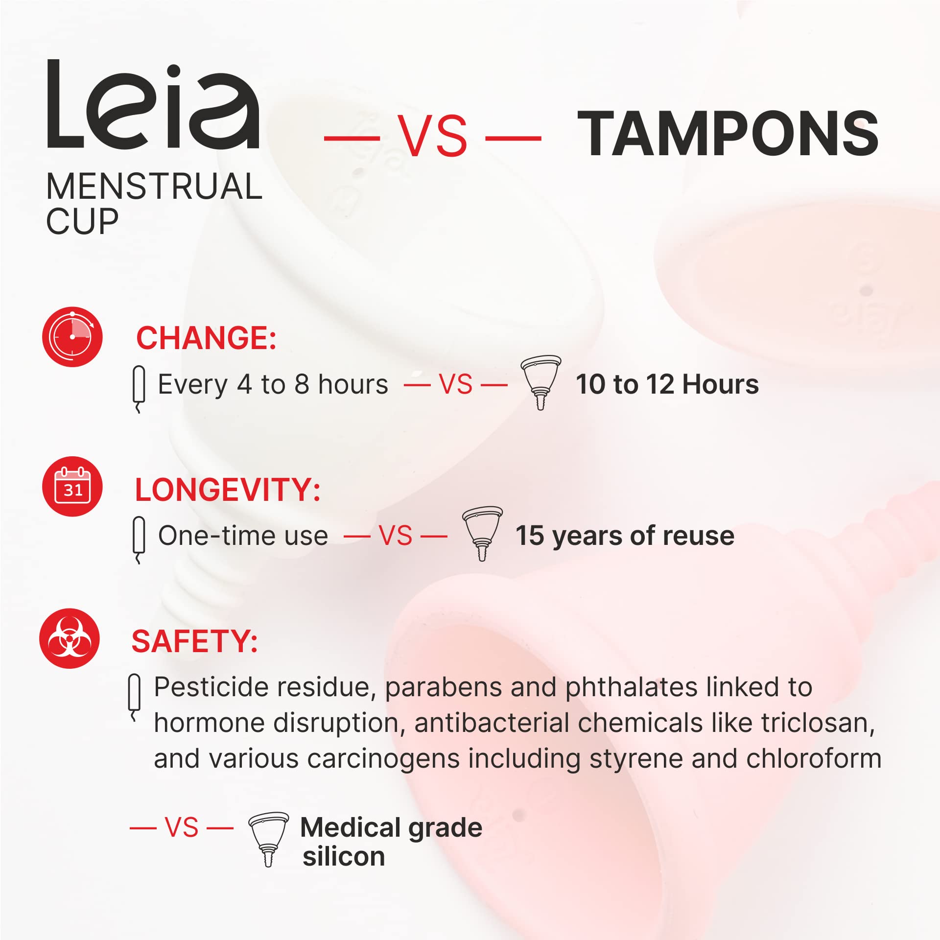 Leia BPA-free and phthalate-free silicone for clean daily use