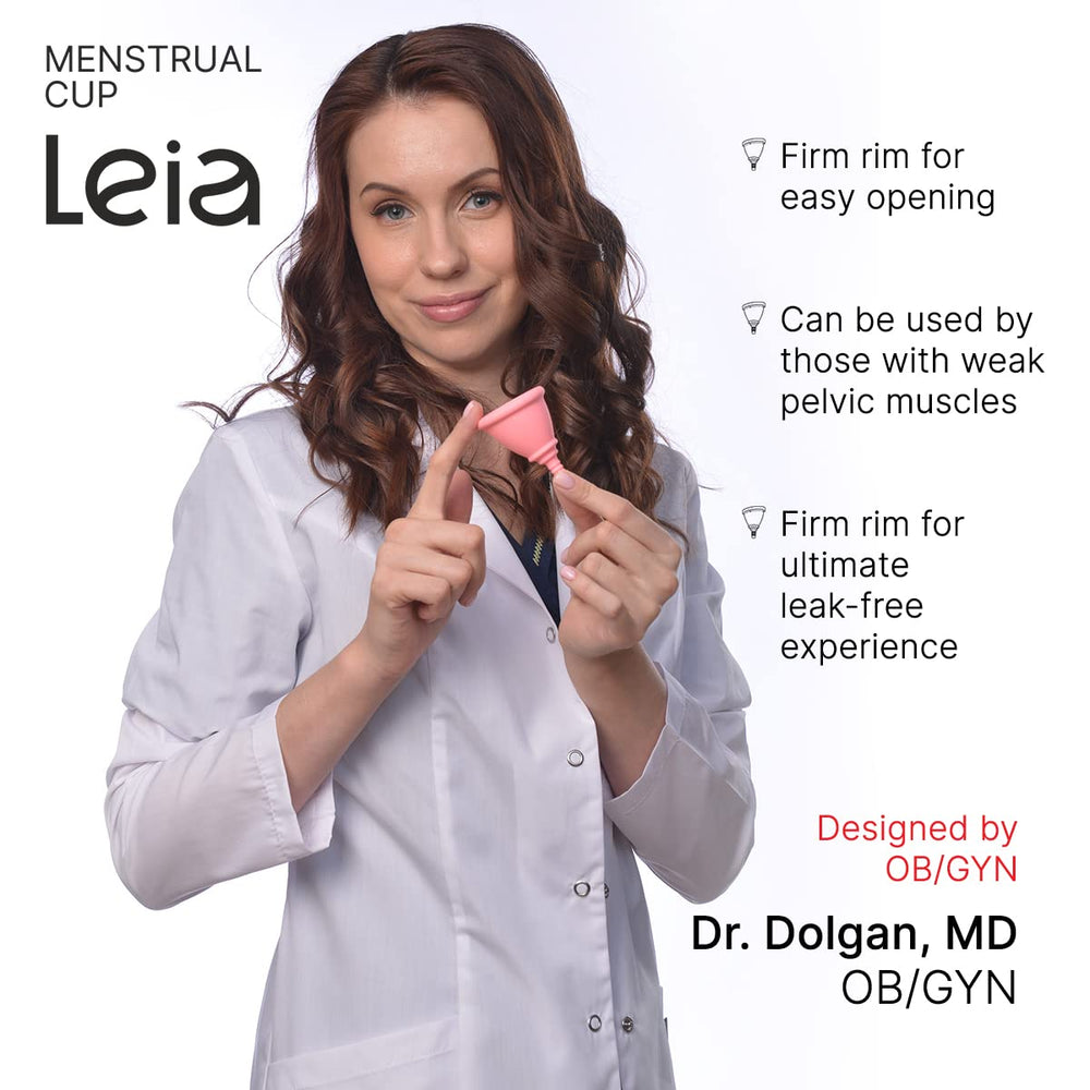 Leia reusable silicone cup supports sustainable use and reuse.