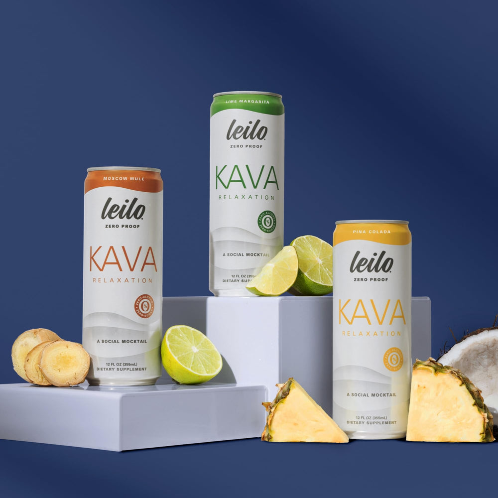 Leilo Kava Mocktail Pina Colada can, tropical aroma, sugar-free refreshment.