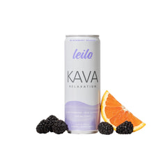 Leilo Kava Sparkling Blackberry Orange can with bold flavor ready to unwind