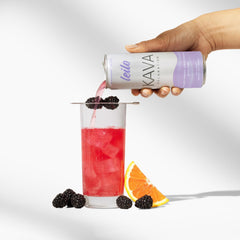 Leilo Kava Sparkling bottle pouring, signaling easy wind-down
