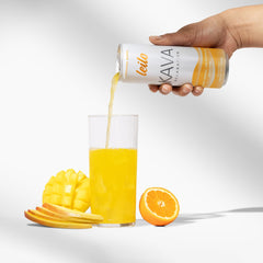 Close-up of Leilo can with bubbles, suggesting a light, uplifting mood for social settings.