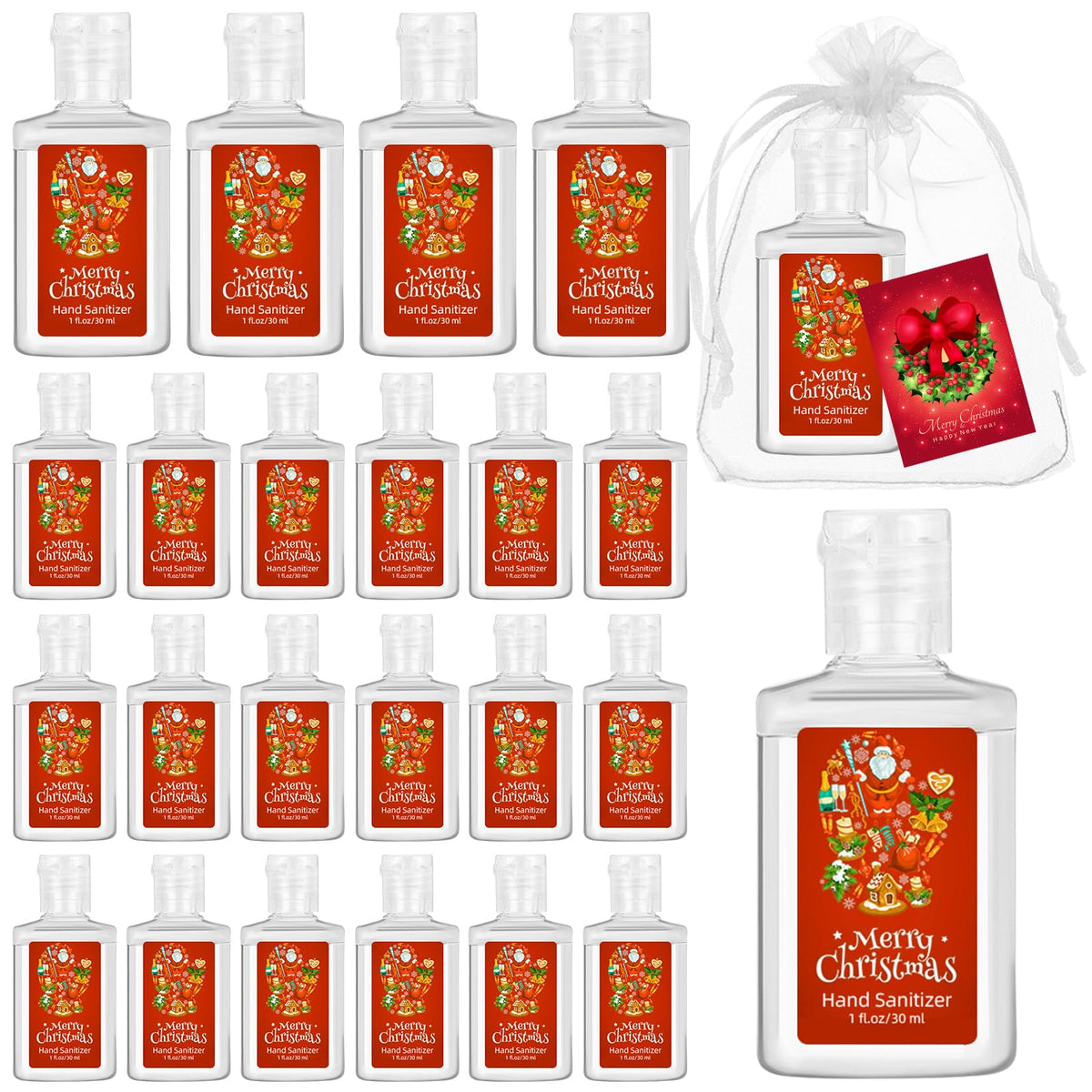 Leinuosen Christmas mini hand sanitizer 1oz bottle with festive label for easy holiday hygiene