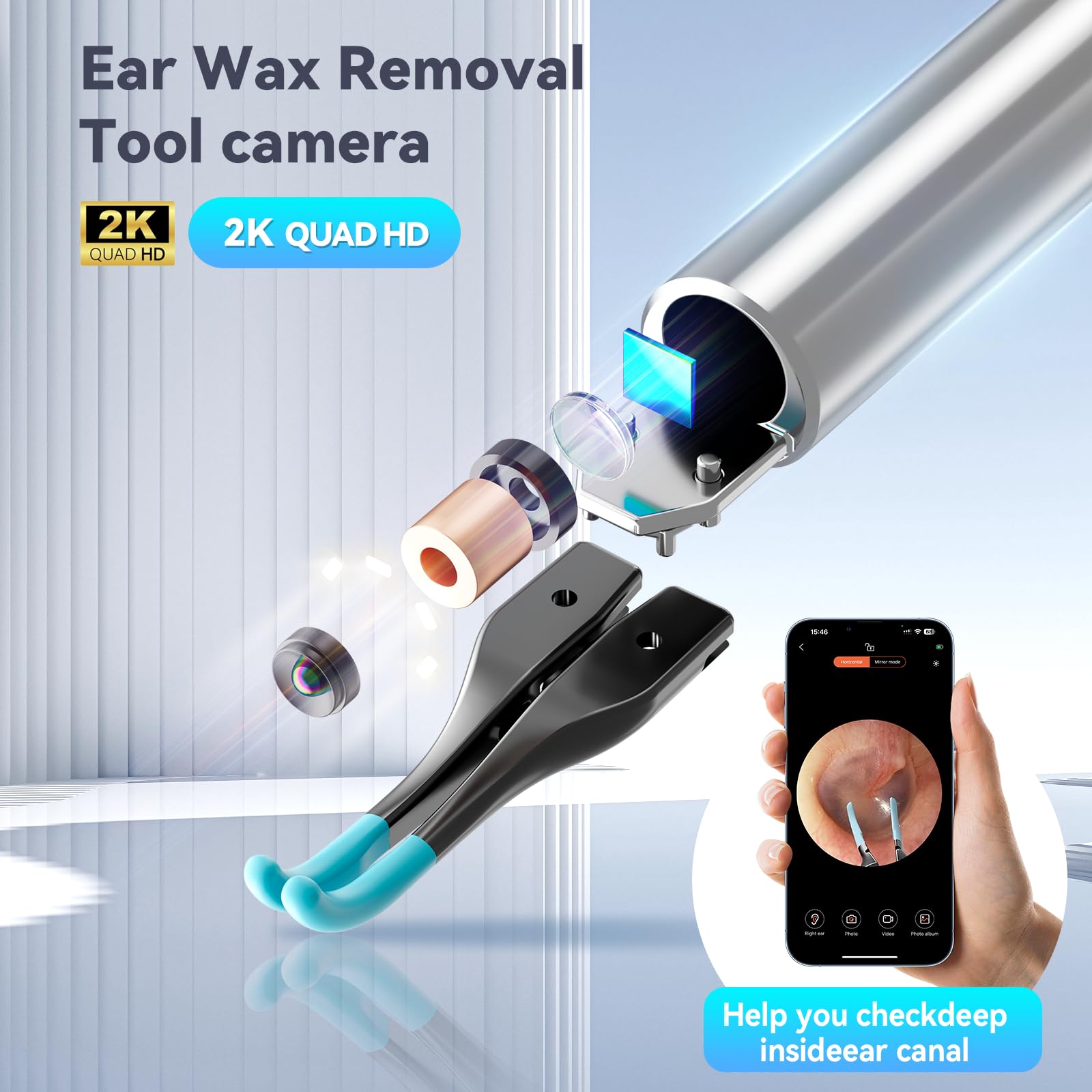 LEIPUT visual otoscope camera connects via Wi-Fi for real-time phone viewing