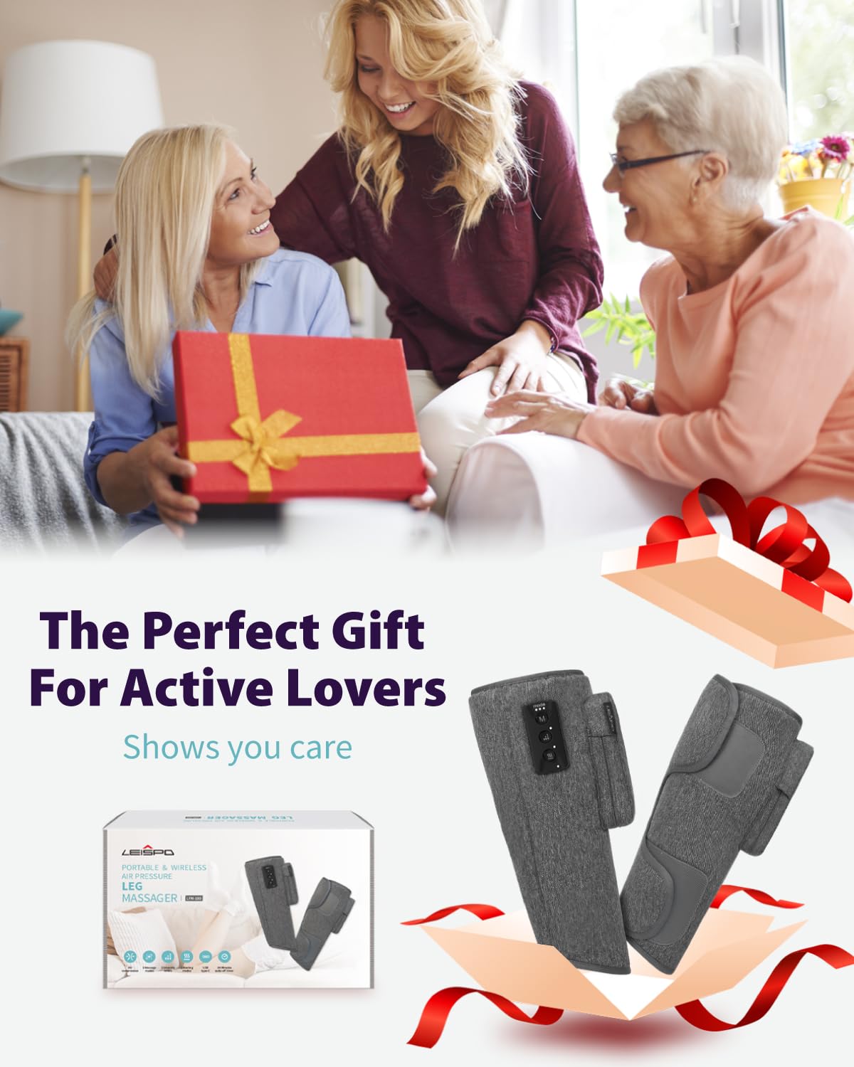 LEISPO leg massager portable design fits bag for travel.