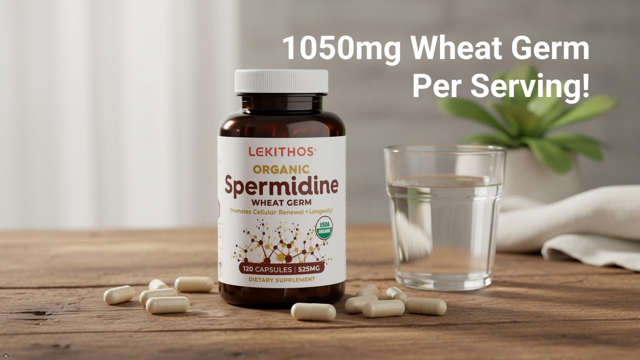 Lekithos organic spermidine capsules pour scene demonstrates effortless daily intake