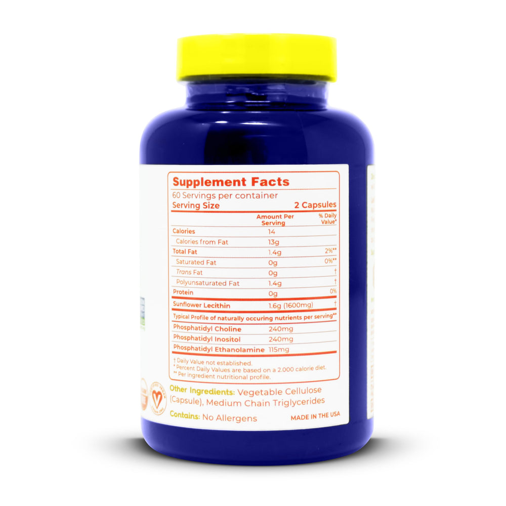 Lekithos bottle vegan non GMO label, supporting a pure allergen-friendly choice