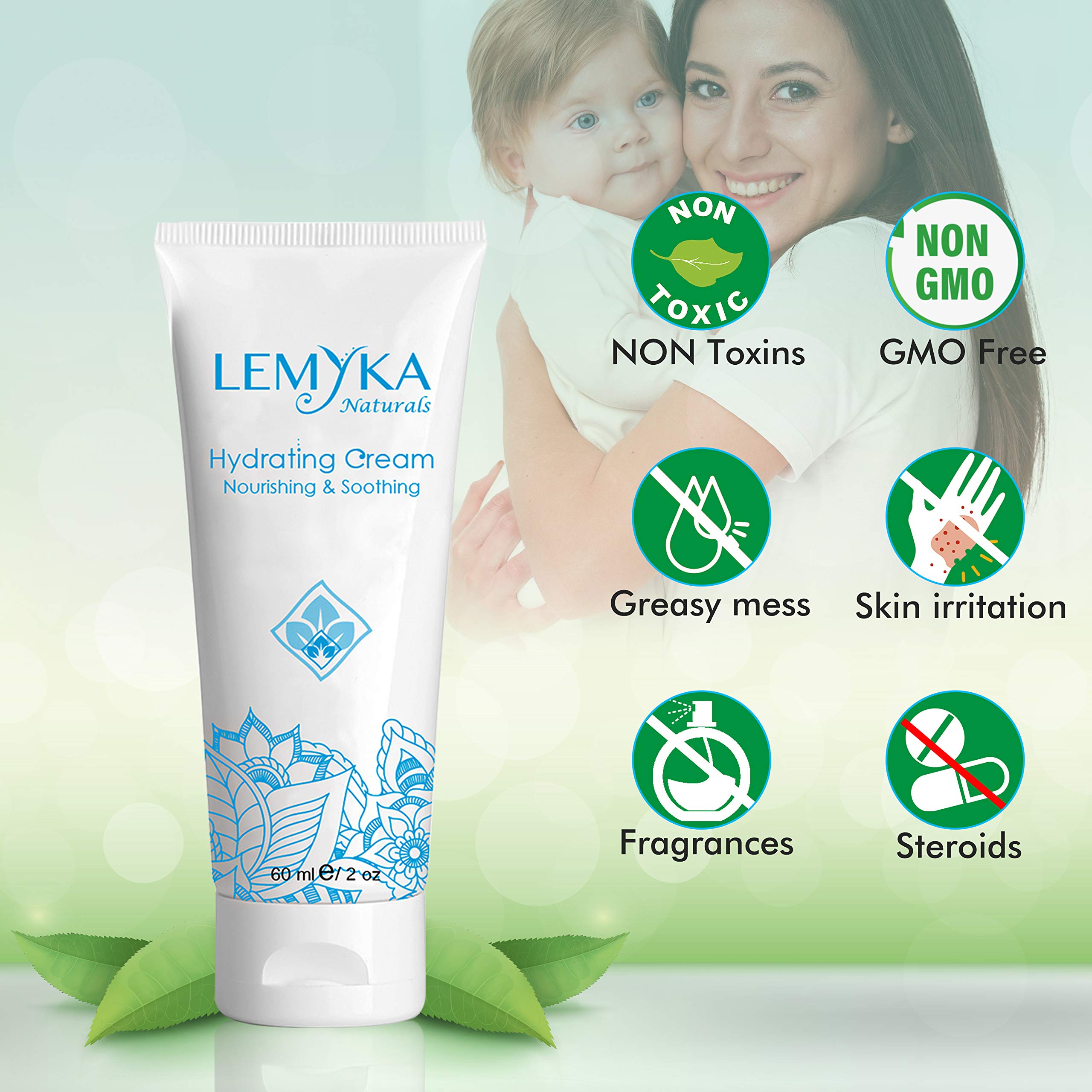 LEMYKA Baby Eczema Cream on irritated patch demonstrating soothing relief
