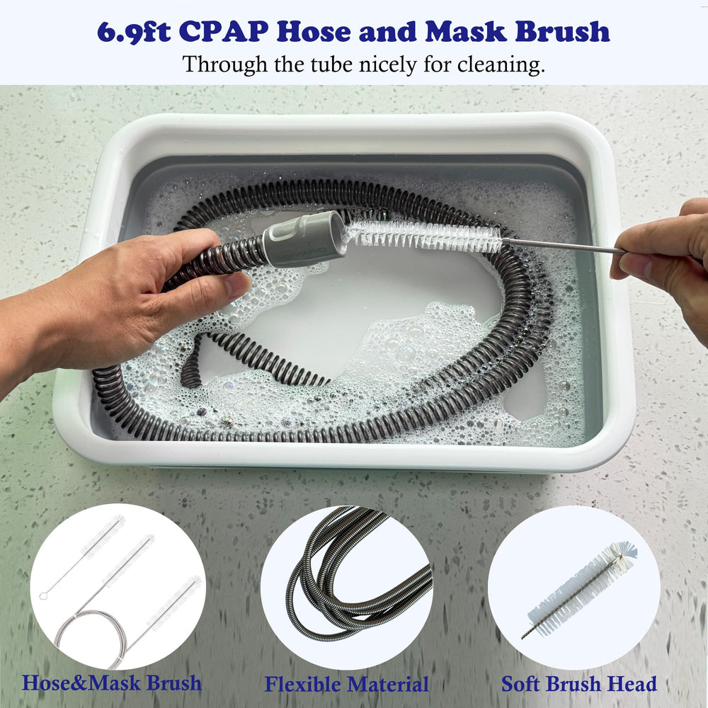 Lemintae CPAP soft brush head protects inner tubing during cleaning