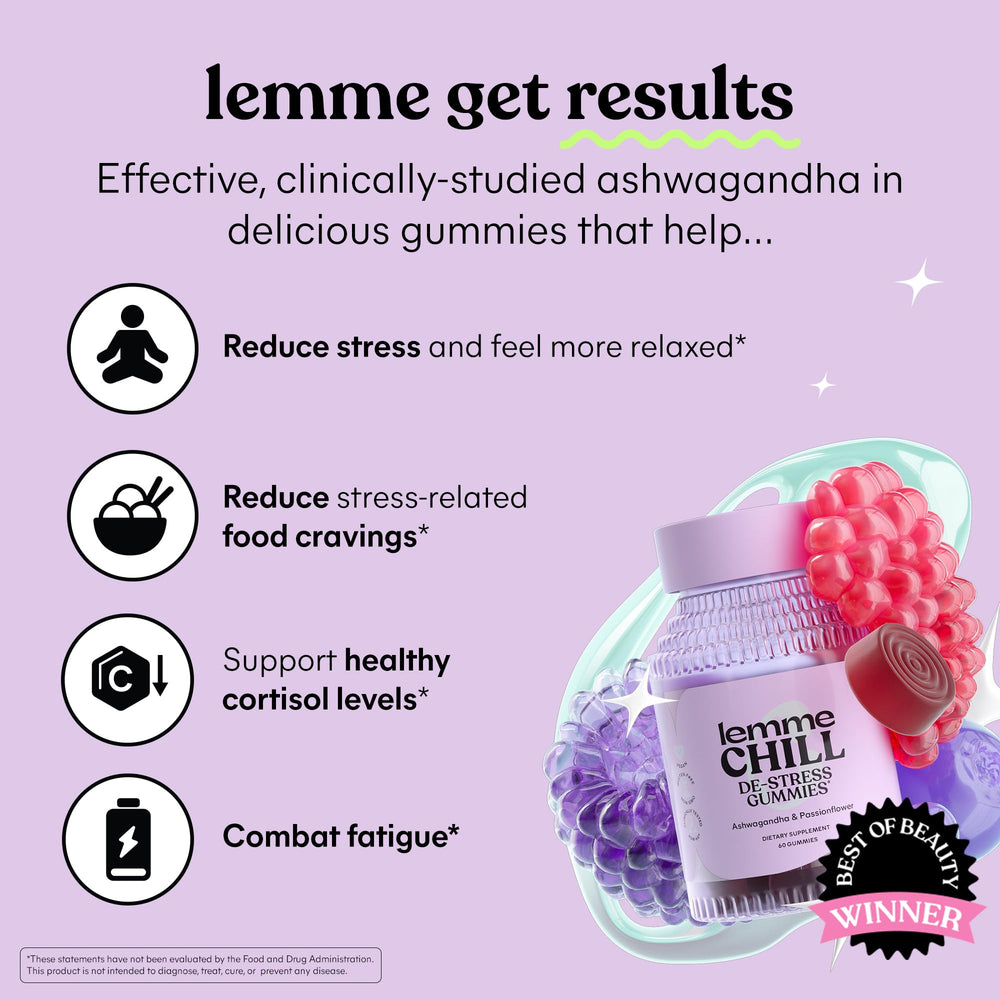 Lemme Chill bottle pouring gummies for easy dosing and routine