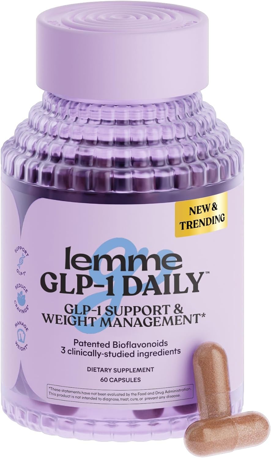 Lemme GLP-1 Daily bottle on kitchen counter supports daily weight management with a healthy routine.