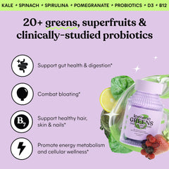 Lemme Greens Gummies greens blend close-up illustrating a vibrant mix of leafy greens for nourishment.