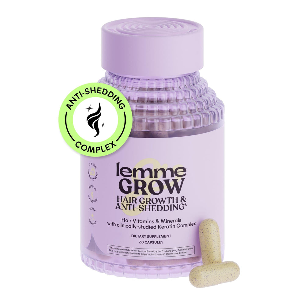 Lemme Grow Hair bottle close-up for daily use promoting fuller-looking hair