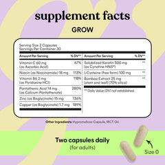Lemme Grow packaging lists vitamins and minerals for hair health
