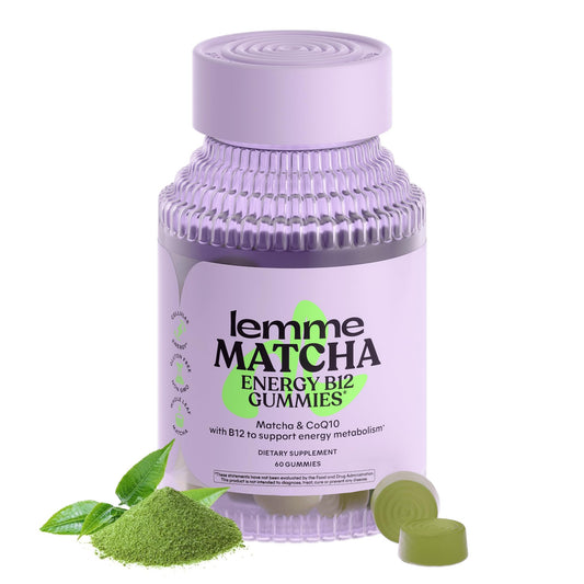 Lemme Matcha Energy Gummies bottle-front for on-the-go energy support.