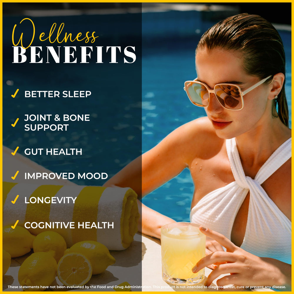 Lemon & Co collagen packet ready to mix with cold water