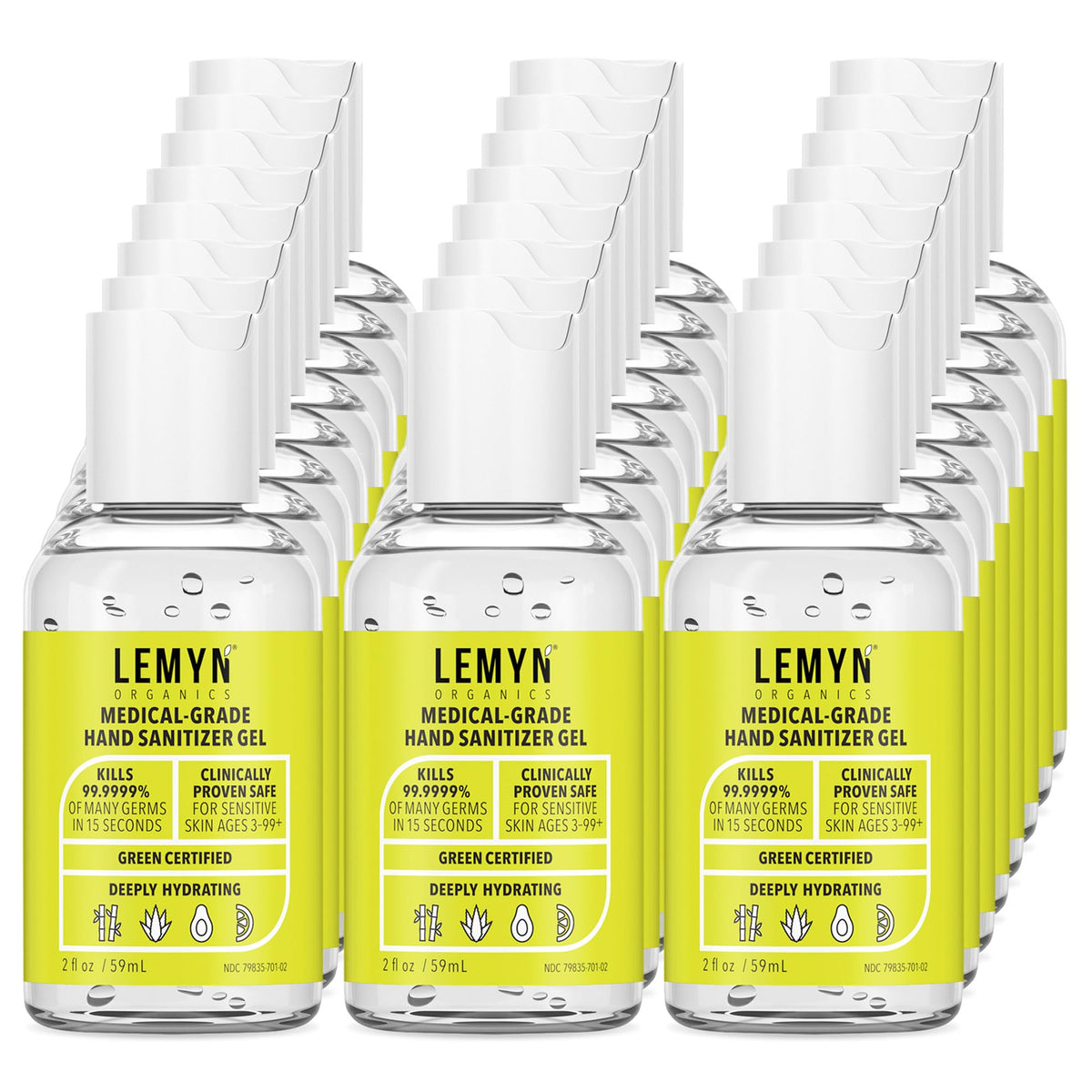 Lemyn Organics hand sanitizer bottle with flip-top for on-the-go germ protection