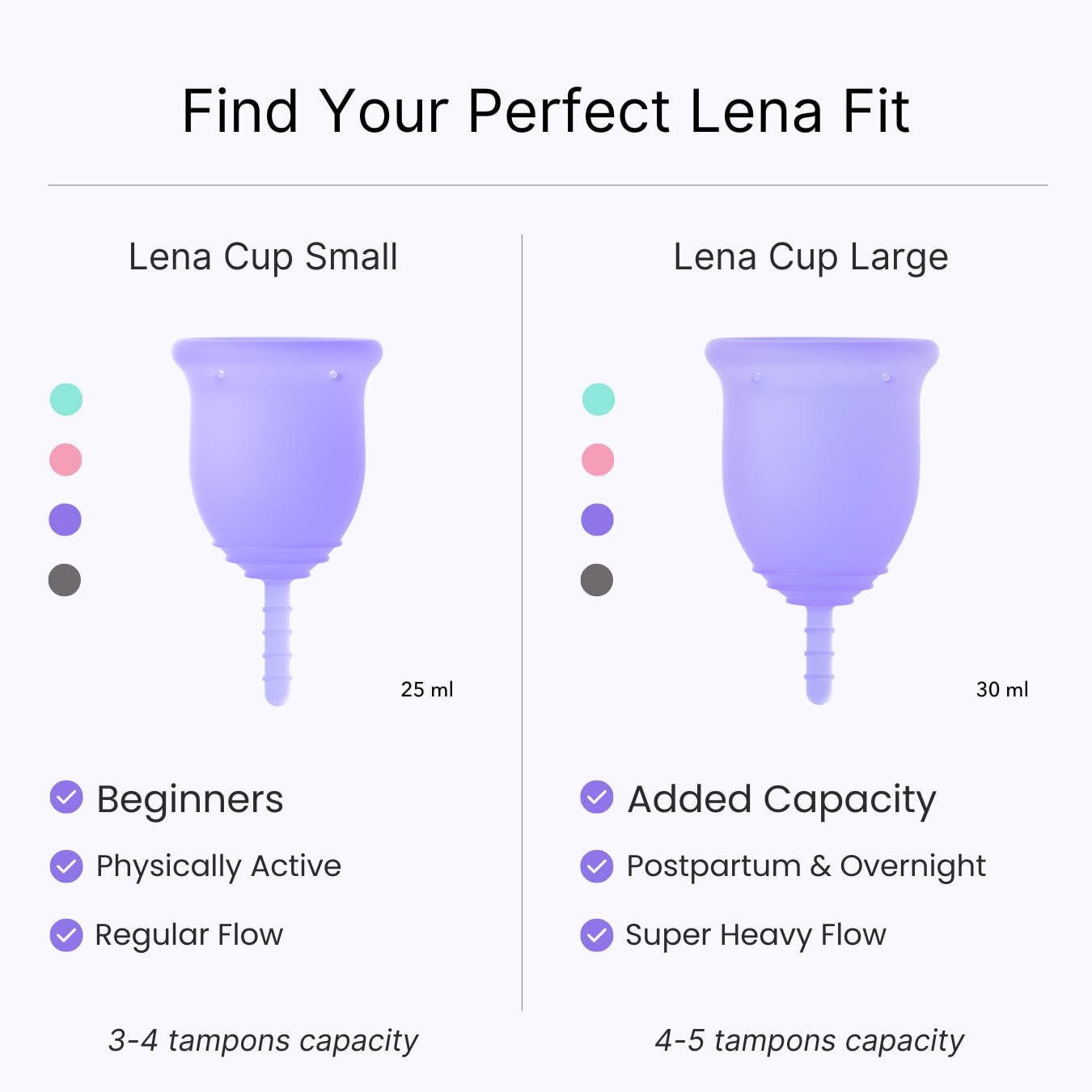 LENA Cup Original 12-hour protection during daily activities