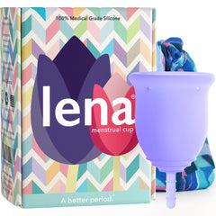 LENA Cup Original packaging showing a beginner-friendly reusable silicone solution.