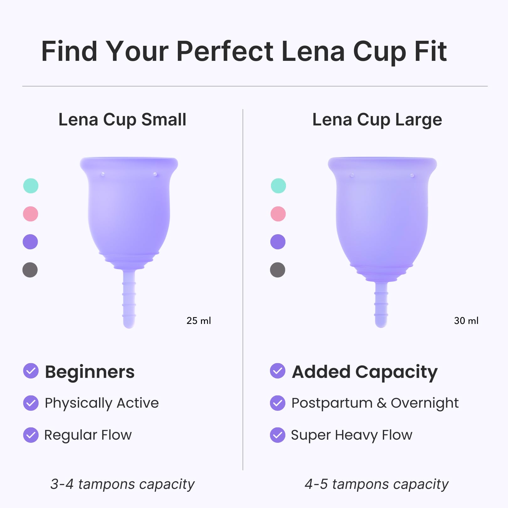 LENA Cup Original small purple for regular flow image demonstrates everyday use.